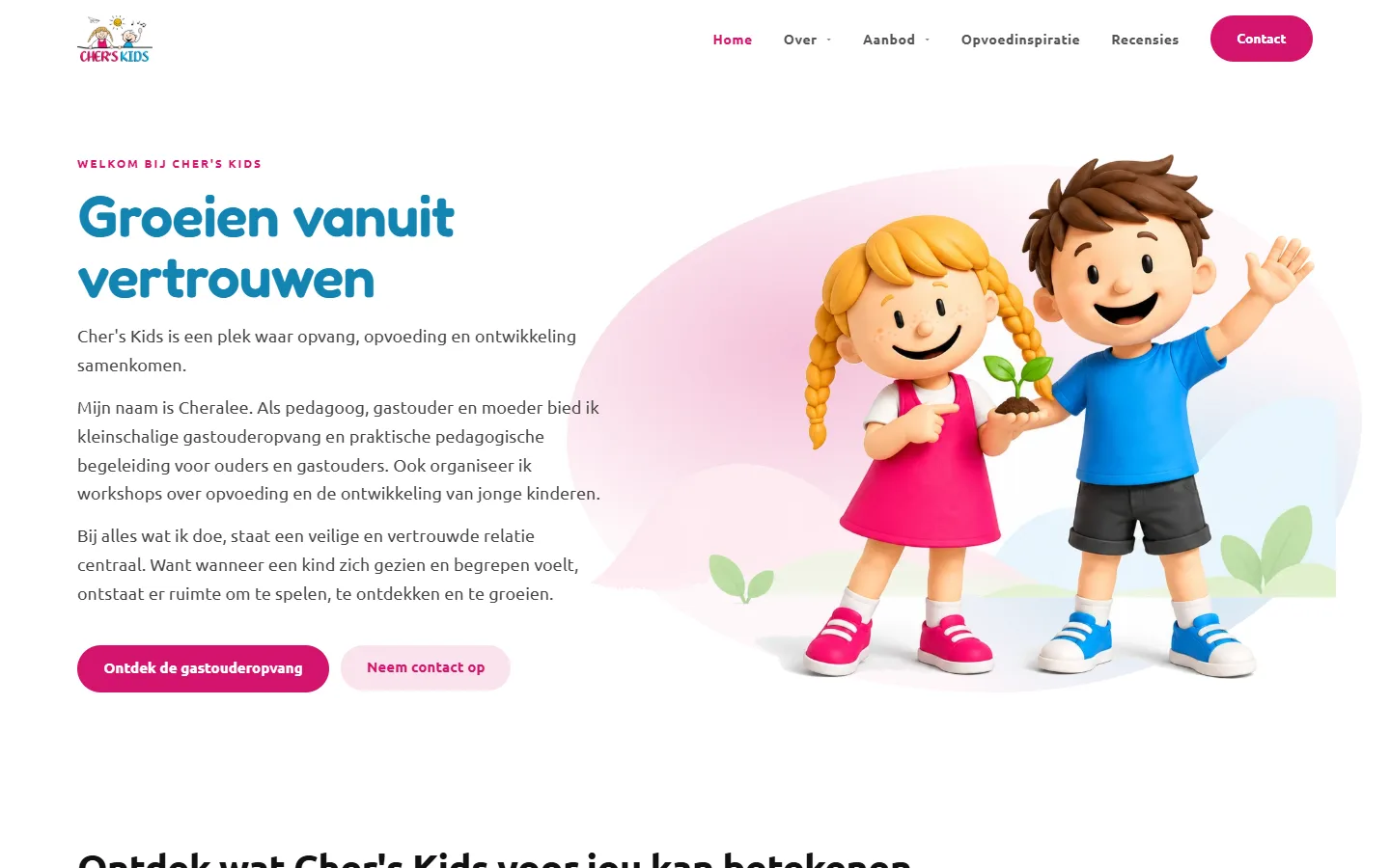Cher's Kids homepage on desktop