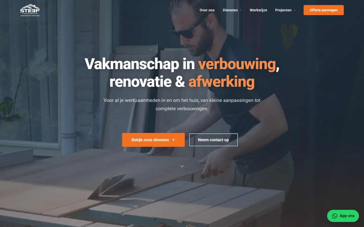 Steef Totaalbouw homepage on desktop